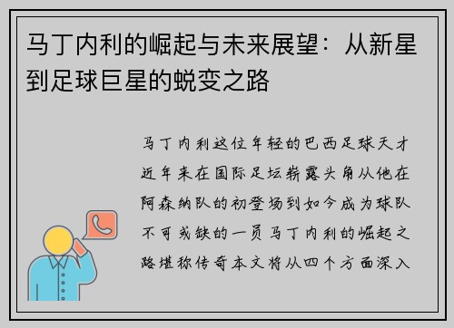 马丁内利的崛起与未来展望：从新星到足球巨星的蜕变之路